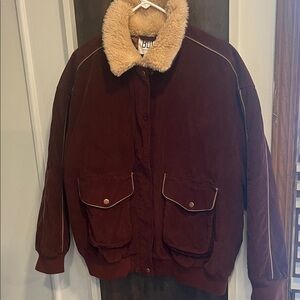 Women's Cordoury insulated  Bomber Jacket with Sherpa Collar